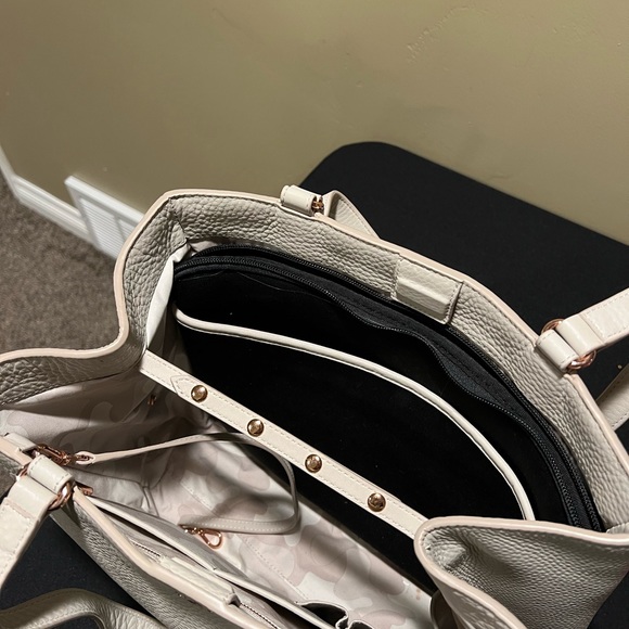 Dagne Dover Cream Pebbled Leather Laptop Tote with Rose Gold Accent - Picture 8 of 8